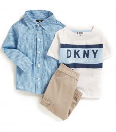 DKNY 3 Piece Shirt/T-Shirt/Joggers Set (Baby Boys)
