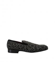 Black Crystal Beaded Loafers