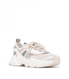 Dolce & Gabbana White Beige Oversized Sole Sneakers