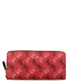 Coach Red Horse And Carriage Accordion Wallet