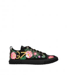 Giuseppe Zanotti Black Blabber Floral Low Sneakers