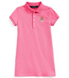 Ralph Lauren Little Girls Baja Pink Madras Bear Dress