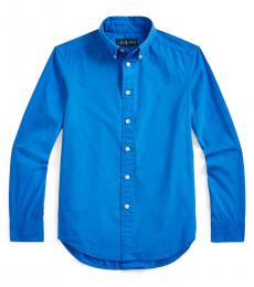 Ralph Lauren Boys Travel Blue Garment-Dyed Shirt