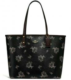 Coach Black Ribbon Bouquet Reversible Large Tote