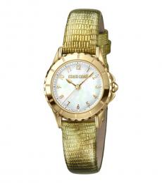 Roberto Cavalli Gold White Dial Watch