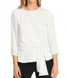 Pearl Ivory Faux Wrap Top