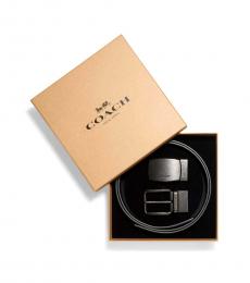 Coach Black Silver Buckle Reversible Belt
