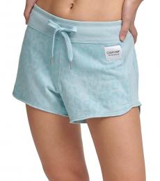 Calvin Klein Light Blue Printed French Terry Shorts