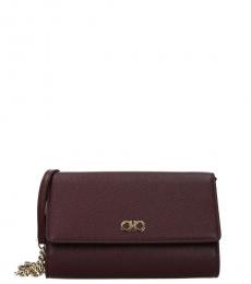 Salvatore Ferragamo Maroon Logo Mini Crossbody Bag