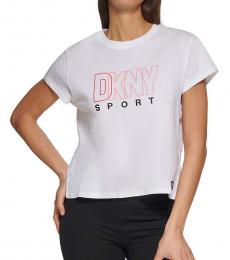 DKNY White Crew Neck Boxy T-Shirt