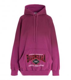 Balenciaga Purple Kangaroo Cotton Pocket Hoodie