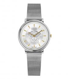 Versace Silver Gold V-Circle Medasa Dial Watch