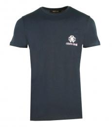 Roberto Cavalli Navy Blue Chest Logo T-Shirt