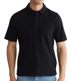 7 For All Mankind Black Slim Fit Pique Polo