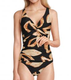 DKNY Multicolor Twist Cutout One Piece Swimsuit