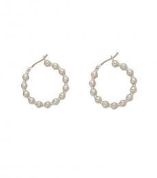 Ralph Lauren Silver Beaded Hoop Earrings