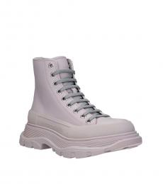 Alexander McQueen Grey Lace Up Boots