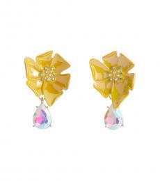 Betsey Johnson Yellow Floral Stone Drop Earrings