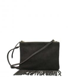 Lancaster Paris Dark Grey Fringes Medium Crossbody