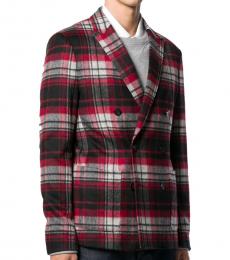 Emporio Armani Maroon Check Double Breasted Jacket