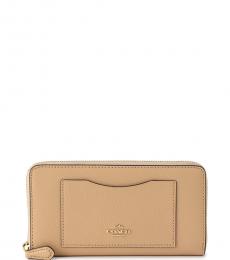 Coach Beechwood Beige Accordion Zip Around Wallet