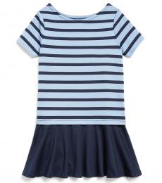 Ralph Lauren Little Girls Navy/Blue Striped Ponte Dress