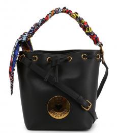 Love Moschino Black Graphic Handle Medium Bucket Bag