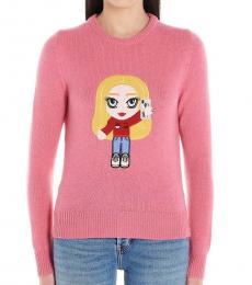Chiara Ferragni Pink Cf Mascotte Cashmere Weater