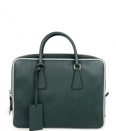 Prada Green Solid Large Briefcase Bag