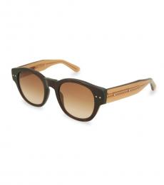 Bottega Veneta Havana Orange Rounded Sunglasses