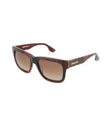 McQ Alexander McQueen Red-Black Square Logo Sunglasses