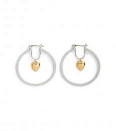 Tory Burch Silver Celestial Heart Hoop Earrings