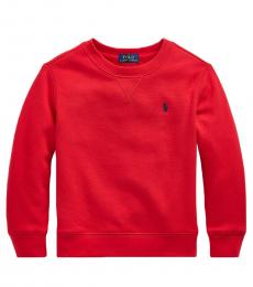 Little Boys Red Cotton-Blend-Fleece Sweatshirt