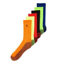 Ralph Lauren Multicolor Athletic Celebrity Crew Socks 6-Pack