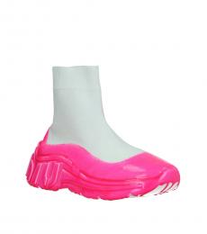 White Fluo Pink Sock Sneakers