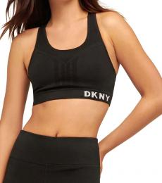 DKNY Black Logo Mesh Sports Bra