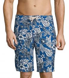 Tommy Bahama Royal Blue Floral-Print Swim Trunks
