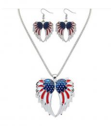 Silver Angel Wings Necklace Set