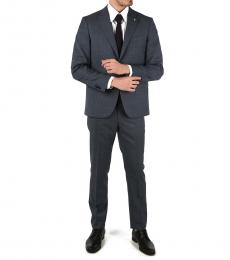 Corneliani Navy Blue Side Vents Mini Check 2-Button Right Suit