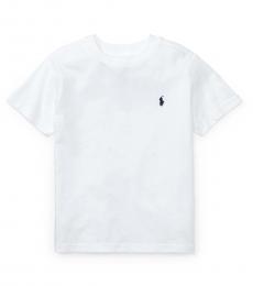 Little Boys White Jersey Crewneck T-Shirt