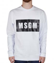 MSGM White Front Logo Sweatshirt
