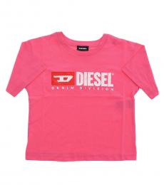 Diesel Little Girls Pink Crewneck T-Shirt