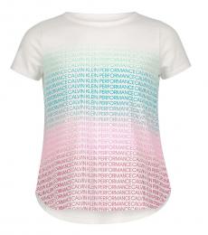 Calvin Klein Girls White Multi Ombre Logo T-Shirt