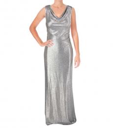 Silver Cowl Neck Gown Dress 