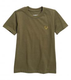 Little Boys Olive Gold Buddha Logo T-Shirt