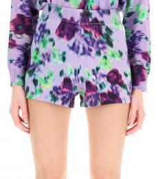 Purple Floral Print Shorts