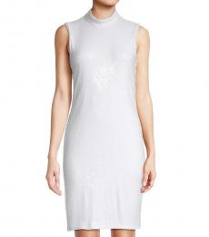 Calvin Klein Off White Sequin Sheath Dress