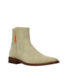 Off-White Beige Suede Ankle Boots