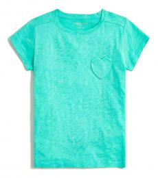 J.Crew Little Girls Neon Aqua Heart Pocket T-Shirt