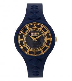 Navy Blue Gold Dial Watch